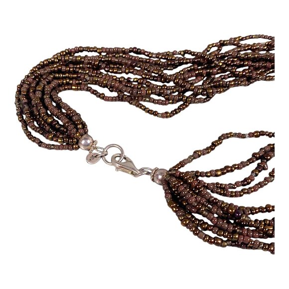 Silpada Bronze Beaded Necklace 17" Brown Glass Bead Torsade Artsy Boho N1815 - Picture 10 of 16